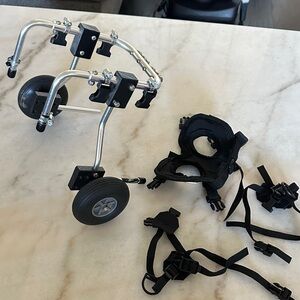 Adjustable Black and Silver Pet Mobility Wheelchair